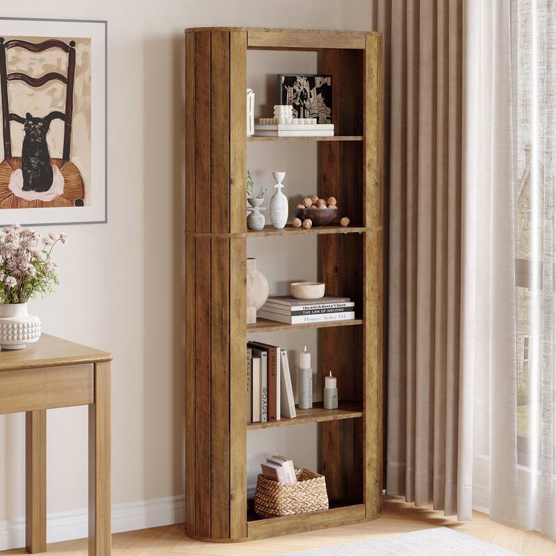 70.9" Tall Bookcase, 5-Tier Floor Standing Open Bookshelves Storage Cabinet, Brown - Large