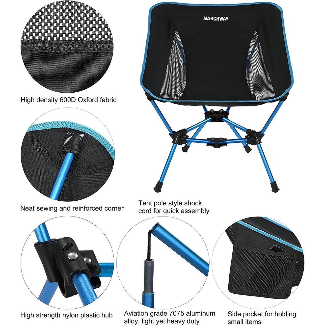 1pc Folding Fishing Chair With Rod Holder Breathable Oxford Cloth