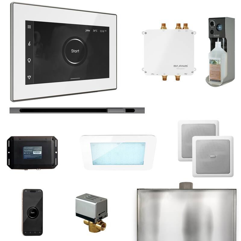 Mr Steam BLS1-L Bliss Linear Package Steam Shower Control Package with - White / Brilliant Black