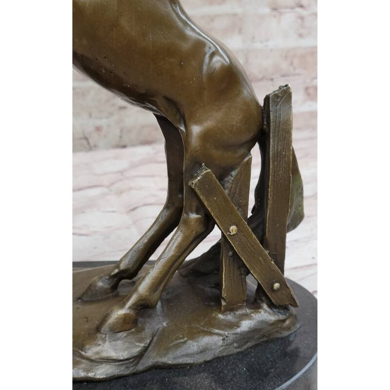 Dueling Stallion Imitative Horses Hot Cast Bronze Sculpture Statue Decor Original Art On Marble Base