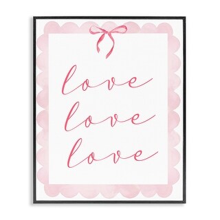 Stupell Cursive Love and Pink Bow Framed Giclee Art Design By Lucille ...