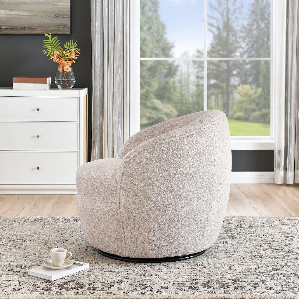 Swivel Single Lounge Sofa Plush Barrel Chair with Thick Foam Padding, Round Armchair Accent Chair Club Chair