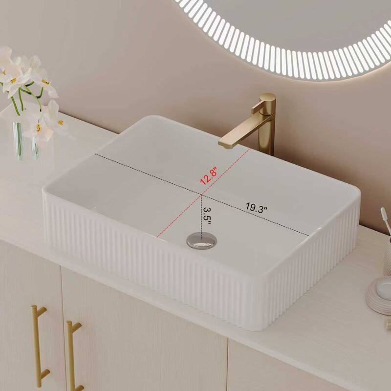 47.2" Modern Bathroom Vanity with Ceramic Vessel Sink, Gold Accent Free Standing Cabinet