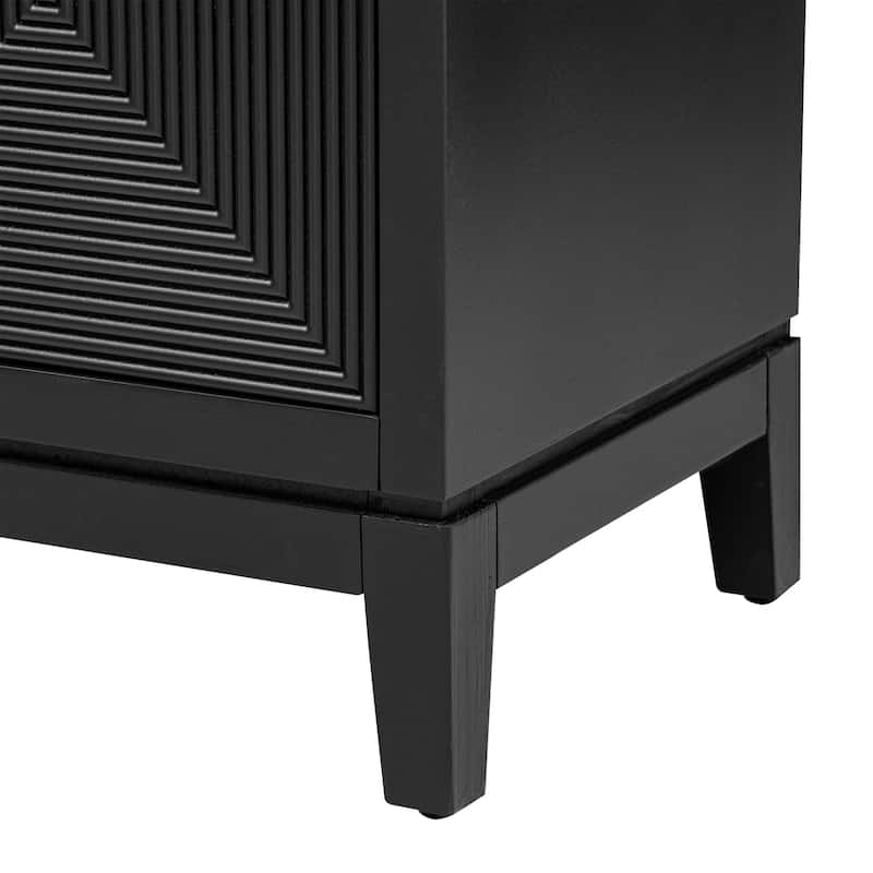 Vertical Line Design Storage Cabinet Sideboard with Adjustable Shelves, Buffet Cabinet Entrance Cabinet TV Console Table