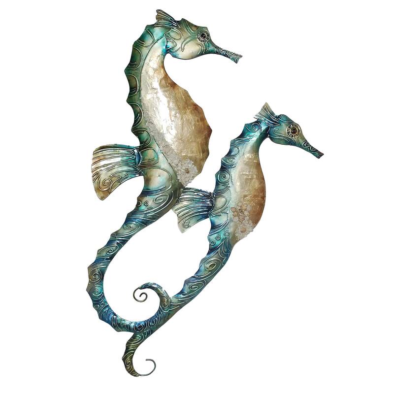 Eangee Home Design Seahorse Duo Wall Decor Blue