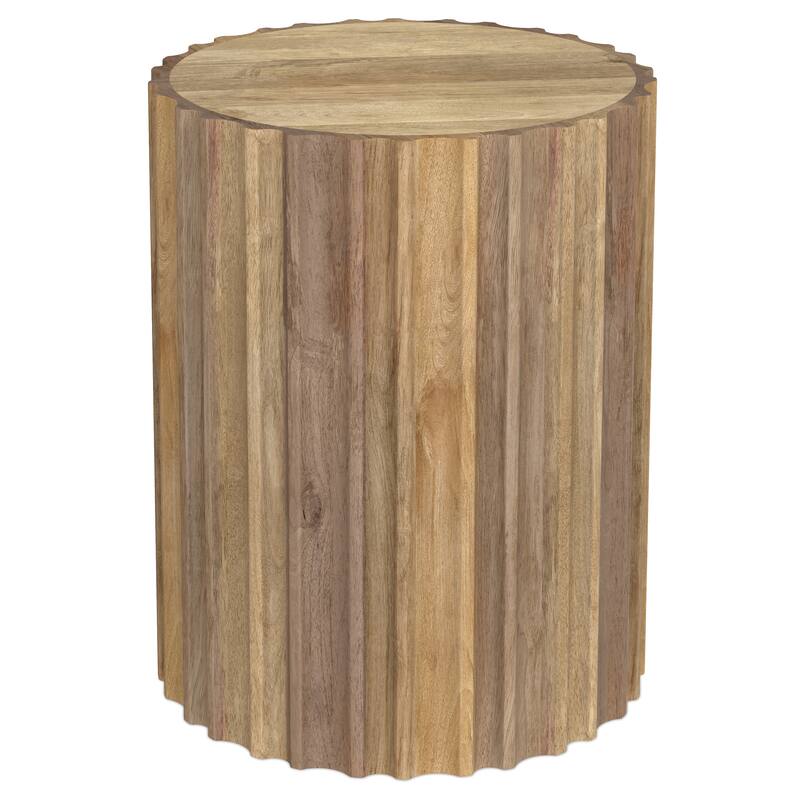 WYNDENHALL Doncaster 16" Wide Solid Mango Boho Contemporary End Table in Natural & Assembled - 16" D x 16" W x 20" H