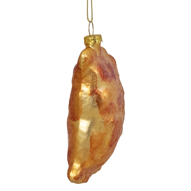 5" Golden Glittered Pierogi Glass Christmas Ornament