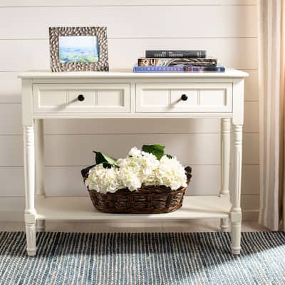 SAFAVIEH Samantha Cream 2-drawer Console Table - 35.8" x 13.8" x 29.5"