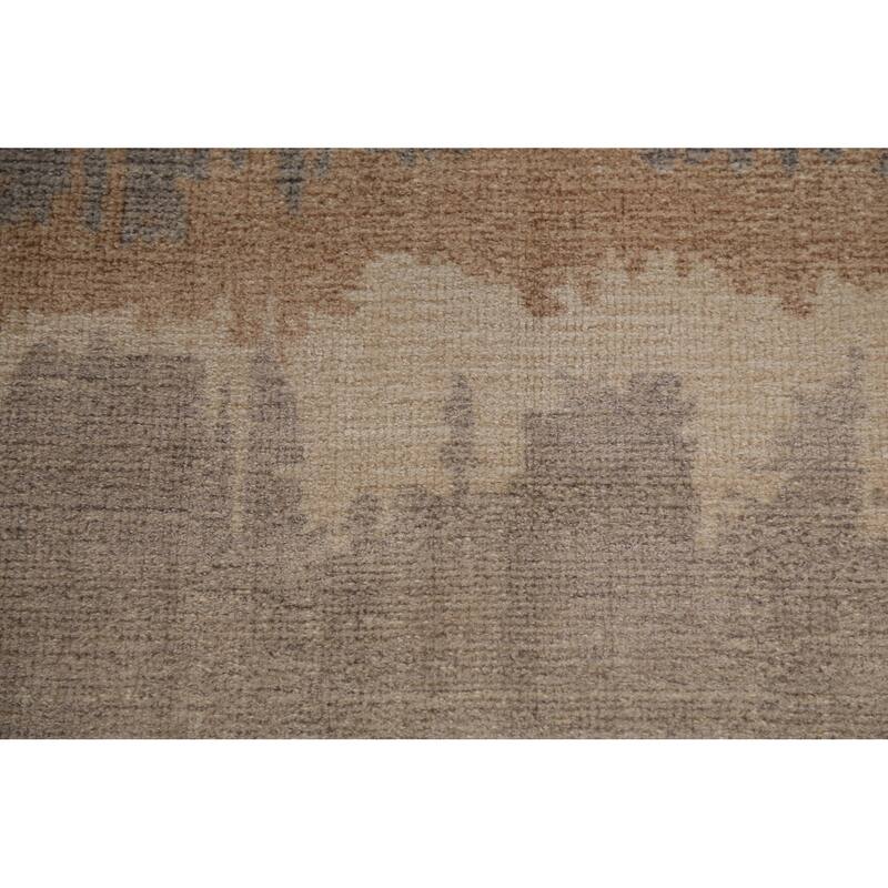 Abstract Modern Area Rug Hand-Knotted Beige Tribal Wool Carpet - 5'4"x 7'6"