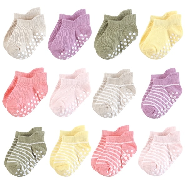 slide 1 of 1, Hudson Baby Infant Girl Non-Skid No-Show Socks, Girl Asst Stripes Girl Asst Stripes - 0-6 Months