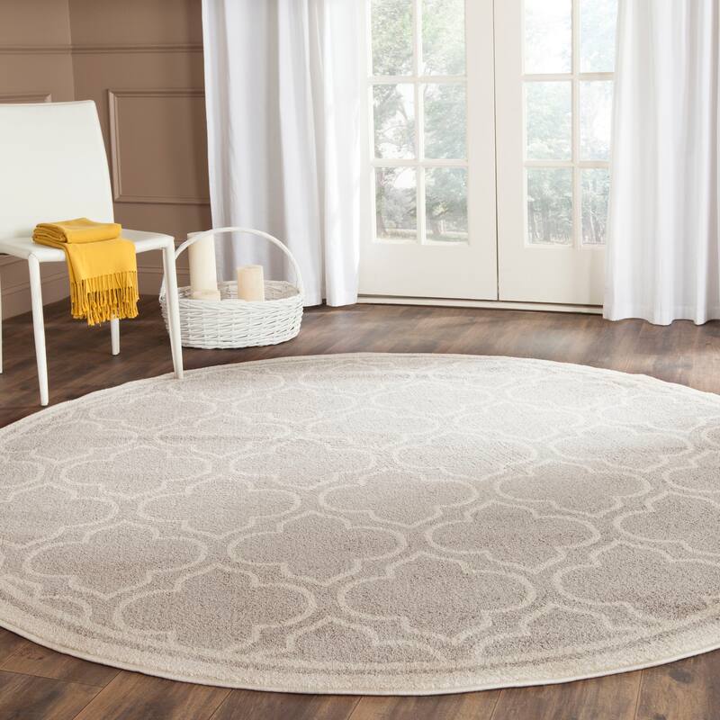 SAFAVIEH, Amherst Doraline Modern Rug - 5' Round - Light Grey/Ivory