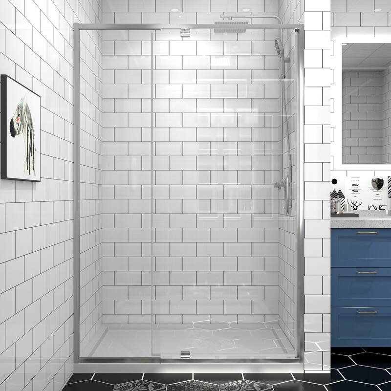 Modland 42''/48''/54''/60''W x 71''H Frameless Pivot Swing Shower Door Enclosure with 1/4" SGCC Tempered Glass Door
