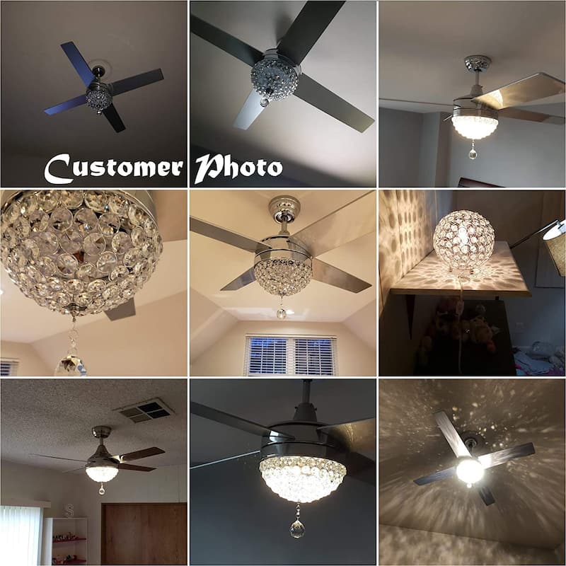 Belladepot 52" Modern Crystal Ceiling Fan with LED Light, Remote Control, Reversible