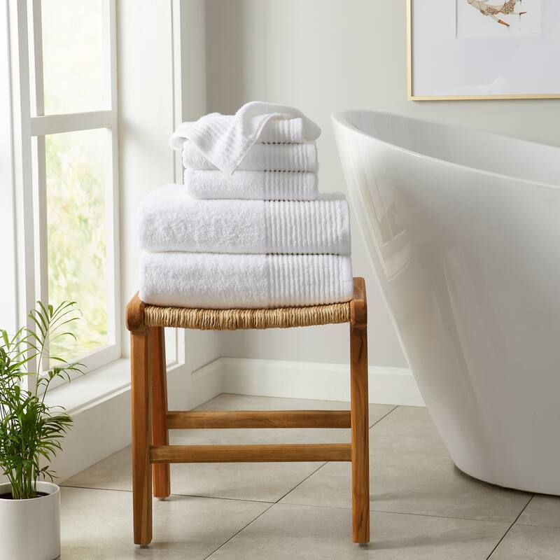 Linery & Co. 100% Featherspun Cotton Quick-Dry Bath Towel - 6 Piece Set - White