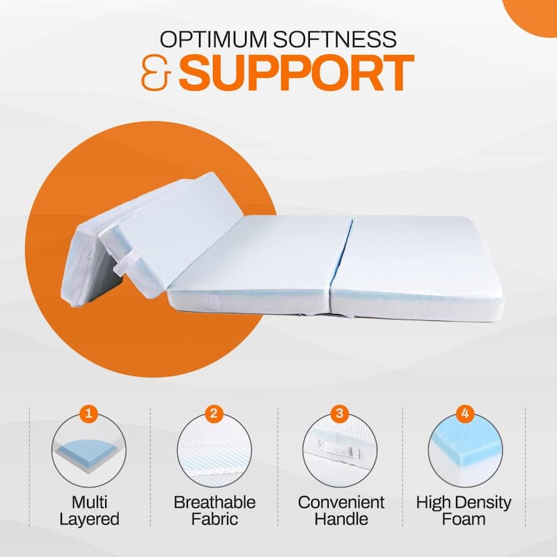 Cheer Collection 4" Folding Sofa Bed with 1" Gel Infused Memory Foam