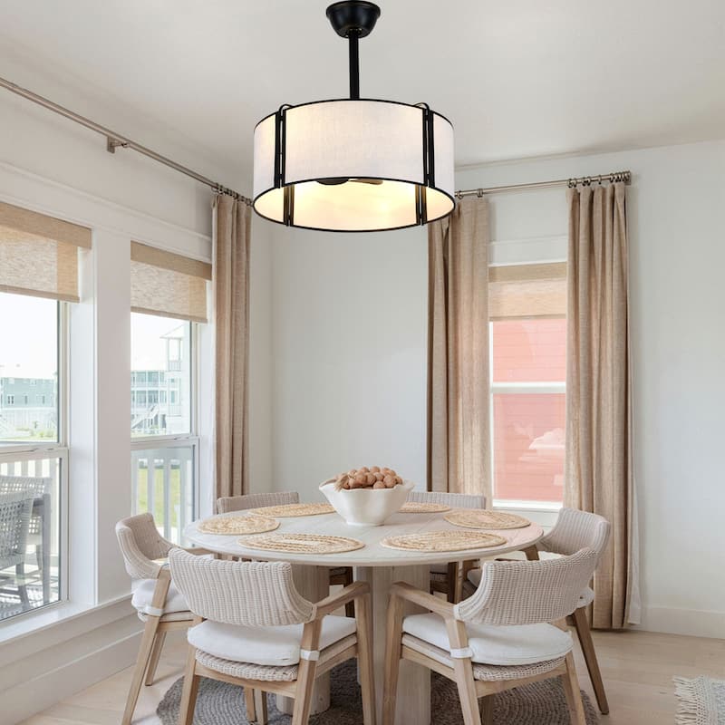 Bella Depot 19" Modern Caged Ceiling Fan with Light Kit and Remote Control 6-Speed Reversible DC Motor - 19”