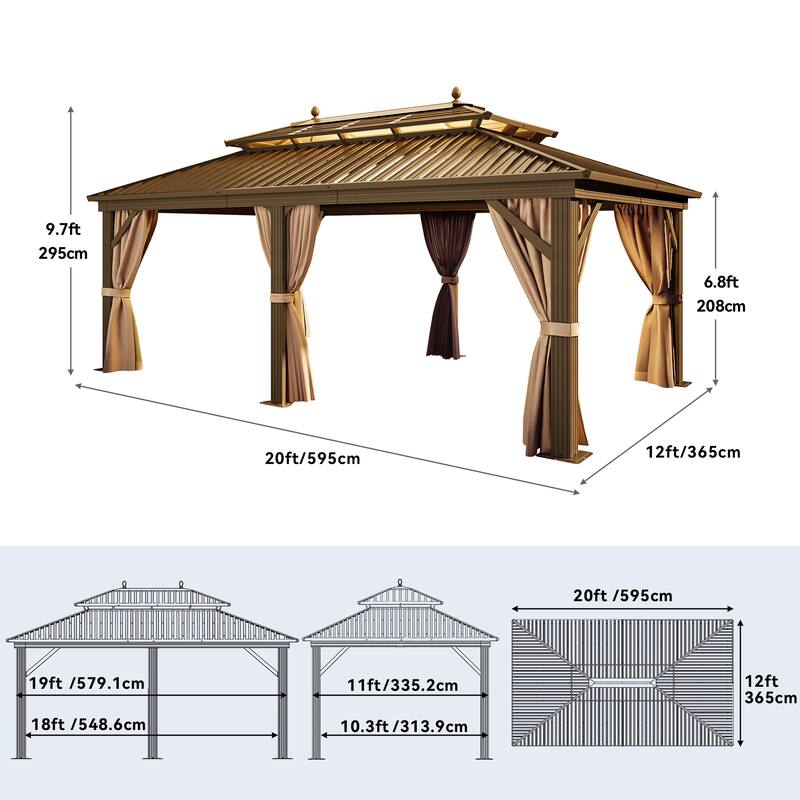 Outdoor Brown Metal Canopy Gazebo