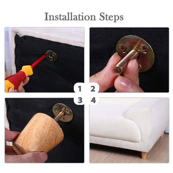4 Inch Round Solid Wood Furniture Legs Sofa Bench Couch