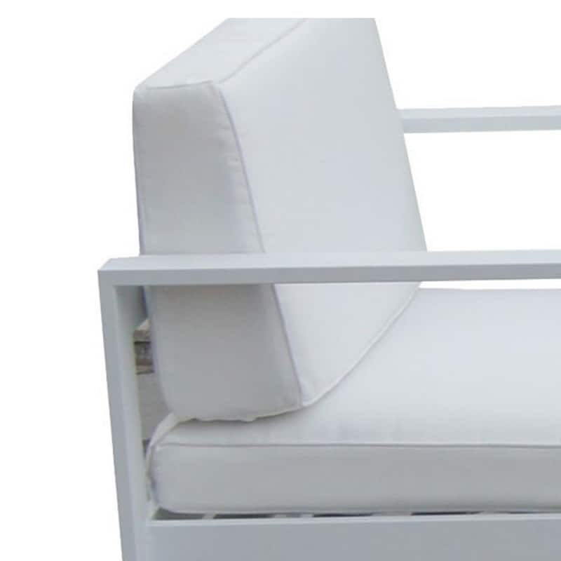 Kili 4 Piece Outdoor Sofa, Chairs, and Table Set, Crisp White Aluminum