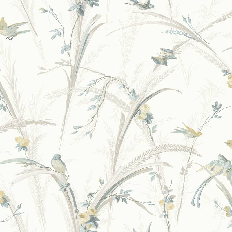 Flowers Walton Meadowlark Light Green Botanical 33' L X 20.5 W Wallpaper Roll