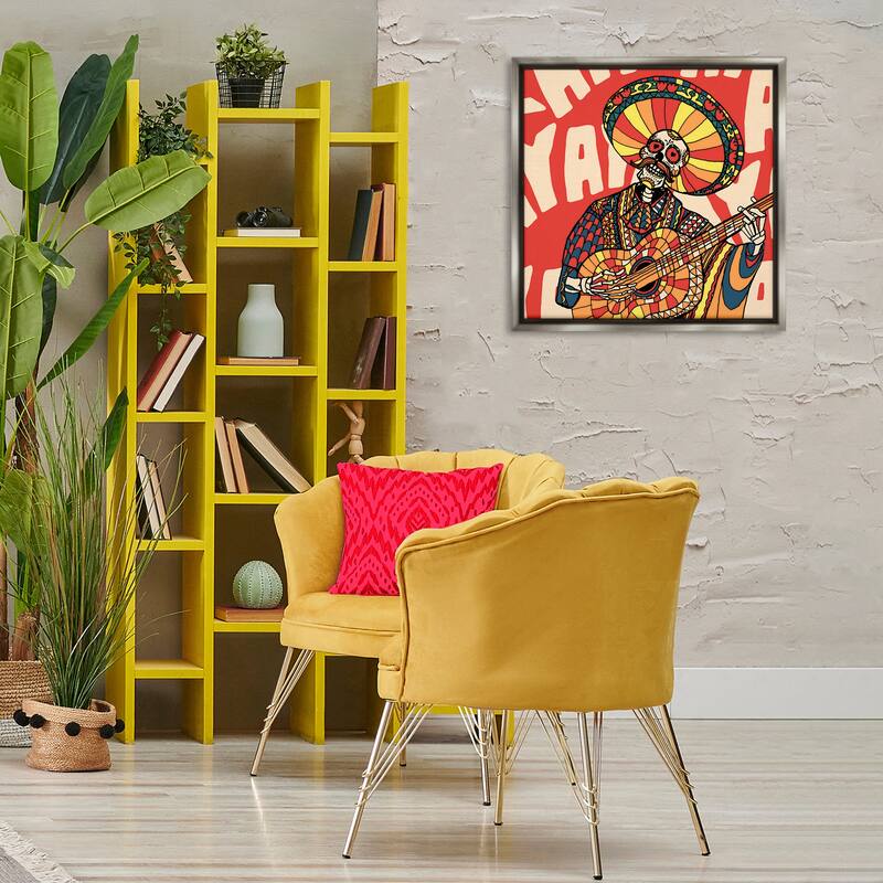 Stupell Day Of Dead Guitarist Skeleton Framed Floater Canvas Wall Art Design By Ali Gulec