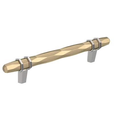 London 5-1/16 in (128 mm) Center-to-Center Golden Champagne/Polished Chrome Cabinet Pull