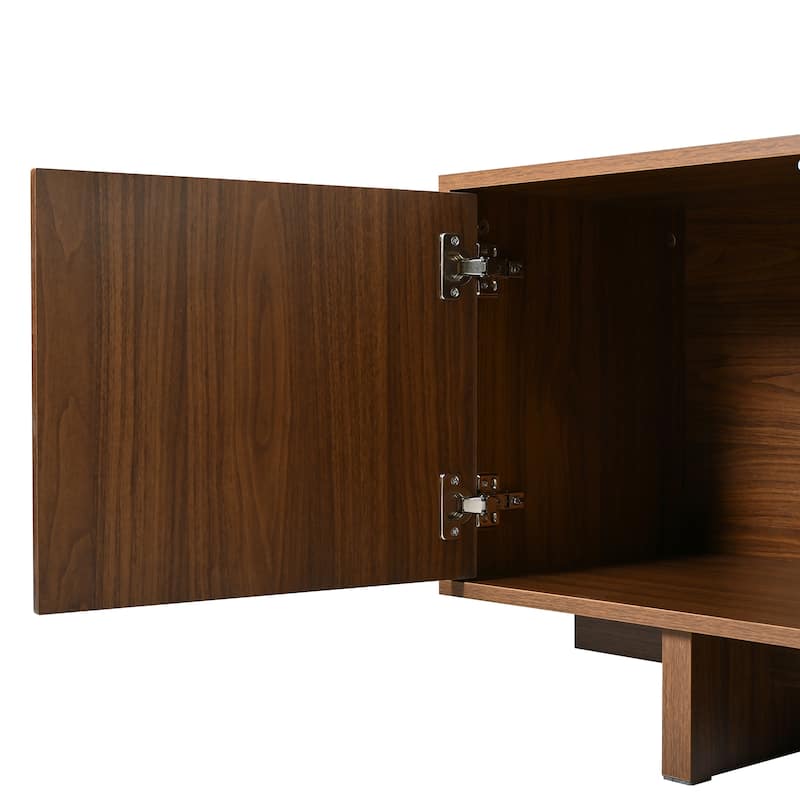 Retro Wood TV Stand Media Console for TVs up to 75", Rustic Entertainment Center Living Room TV Storage Cabinet with Wavy Doors