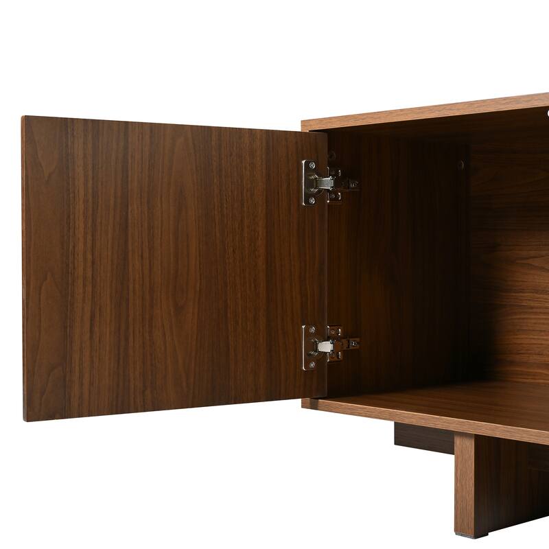 Wooden 69.6"Wide TV Stand for TVs up to 75", Rustic Media Console, Sturdy Base TV Cabinet with Cable Management