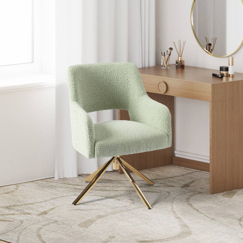 Boucle Polyester Upholstered Swivel Accent Chair - Stain Resistant