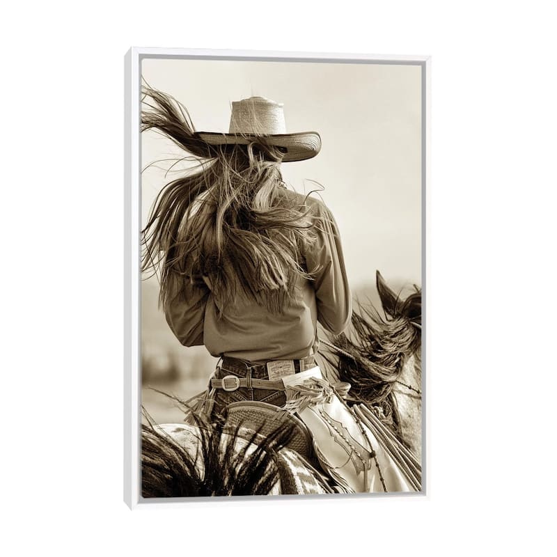 iCanvas "Cowgirl" by Lisa Dearing Framed Canvas Print - White - 26x18