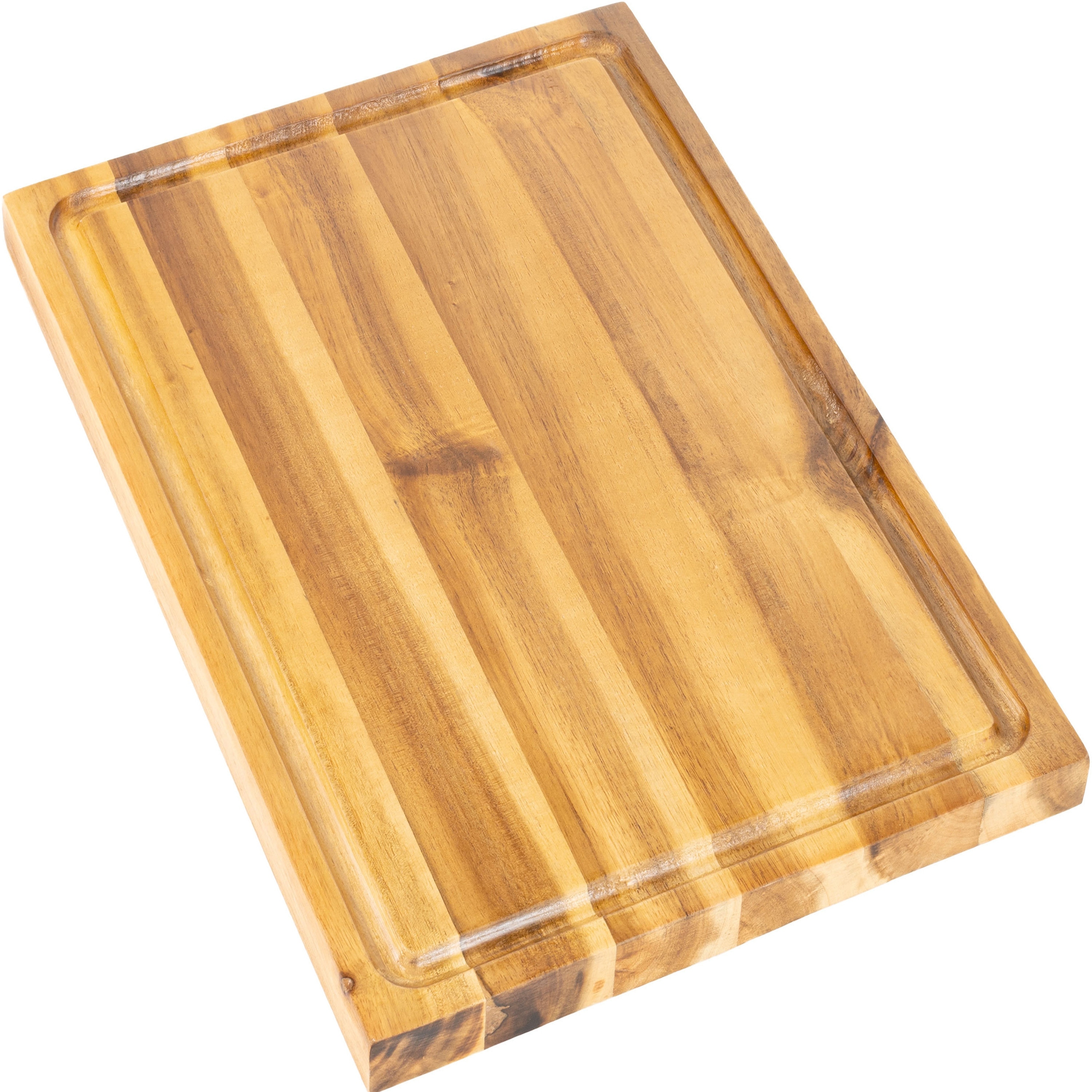 happimess Eldridge Medium 16 in. W x 11 in. D Handcrafted Acacia Wood Grain Thick Reversible Cutting Board with Juice Grooves