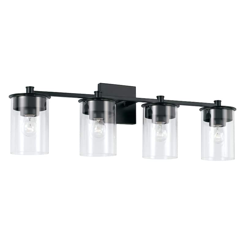 Mason 4-light Bath/ Vanity Fixture w/ Clear Glass - Matte Black