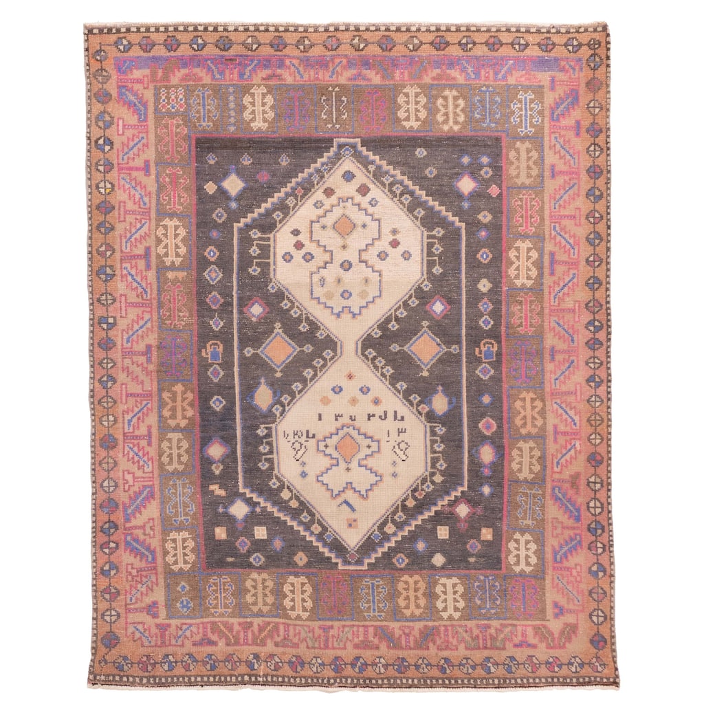 ECARPETGALLERY Hand-knotted Antalya Vintage Charcoal Wool Rug - 5'0 x 6'2