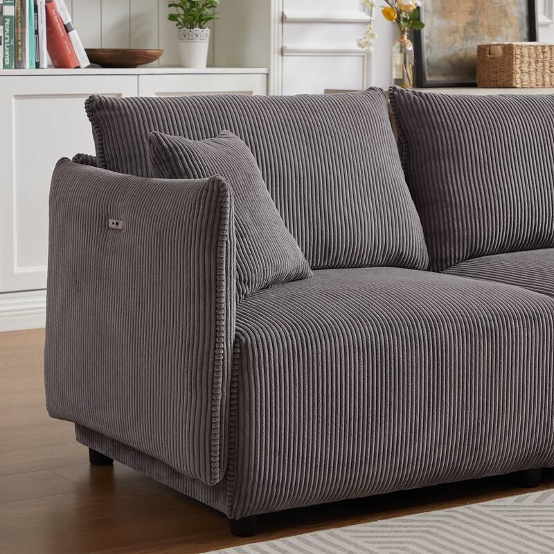 Modern Minimalist Modular Combination Sofa Couch with USB and C Charging Ports, Perfect for Living Room and Lounge Spaces.