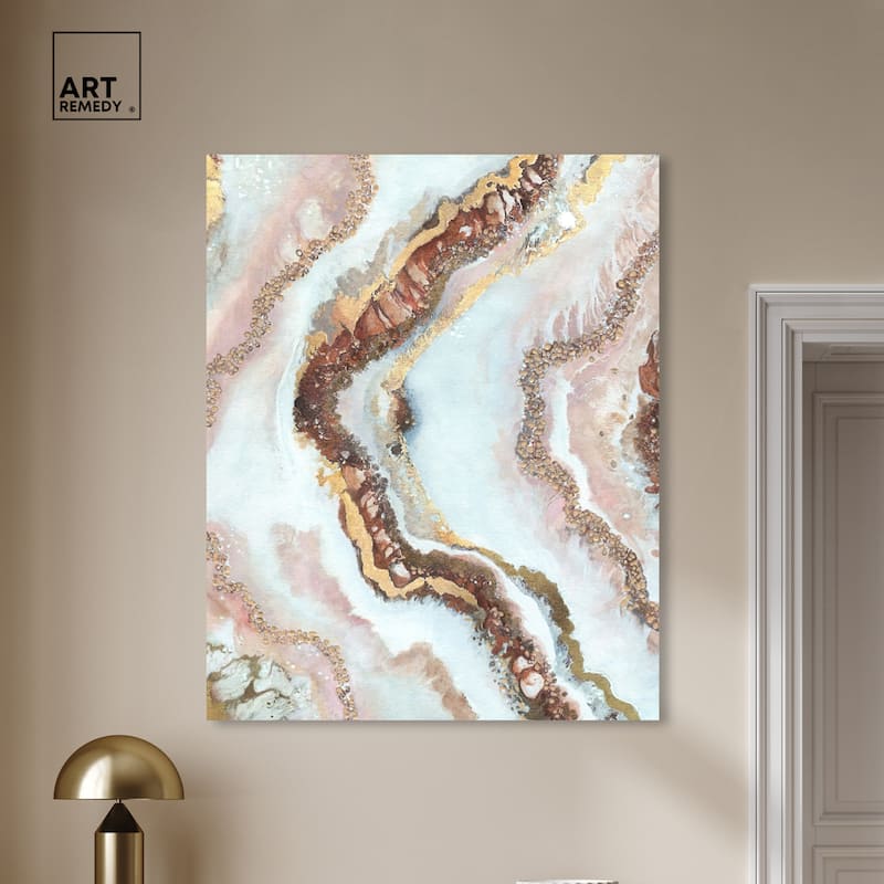 Art Remedy Blush Geode Gallery Wrapped Mineral, Agate & Geode 1 Piece Canvas Wall Art