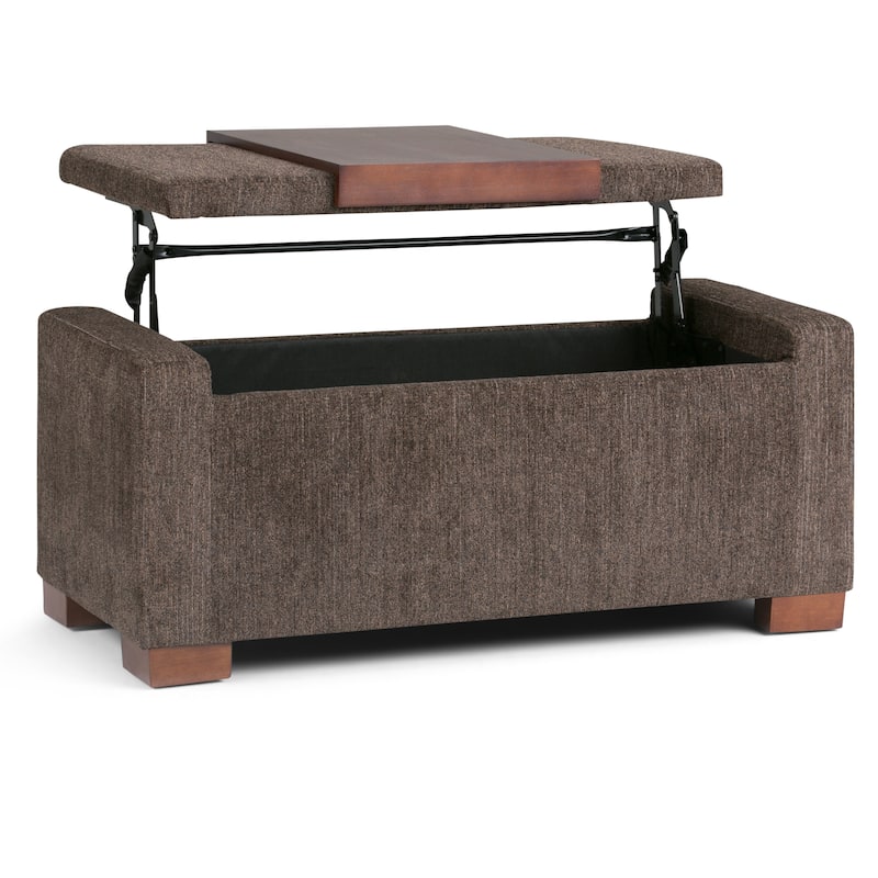 WYNDENHALL Crosby 42 inch Wide Transitional Rectangle Storage Ottoman in Deep Umber Brown Polyester Fabric