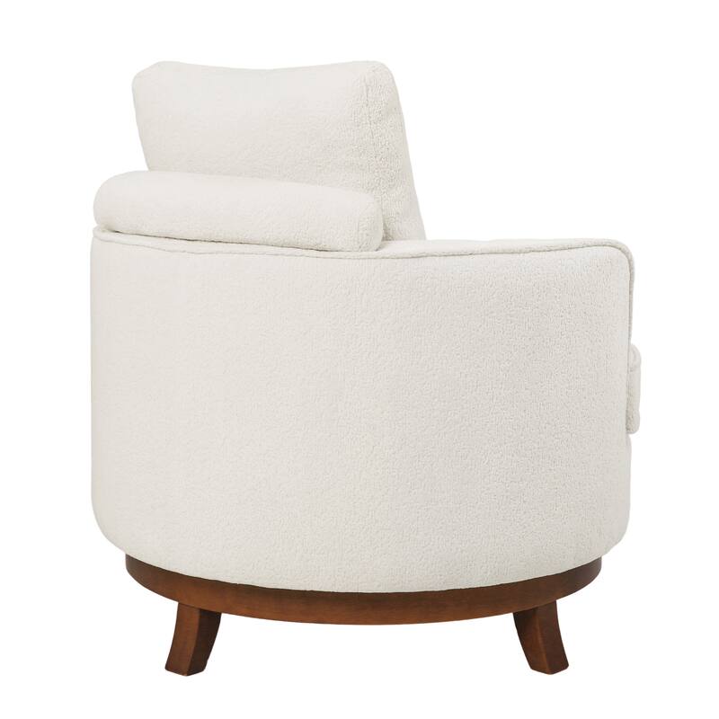 Modern Set of 2 Chenille Wooden Swivel Barrel Chair Upholstered Ergonomic Design