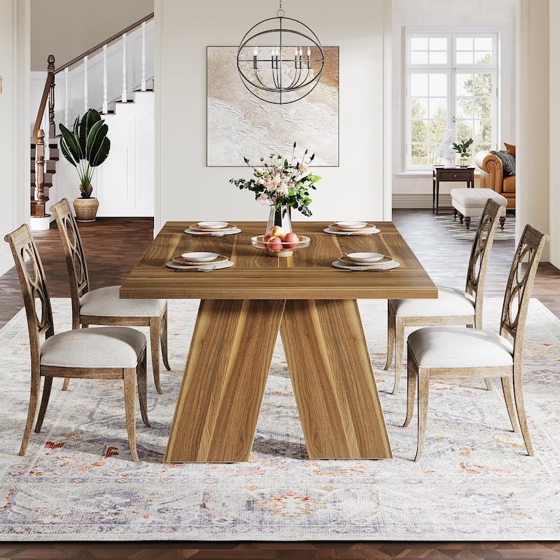 71 Inches Large Farmhouse Dining Table for 6 People