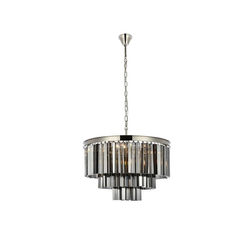 Royce Edge 9-Light Polished Nickel Chandelier - polished nickel (royal cut silver shade crystals)
