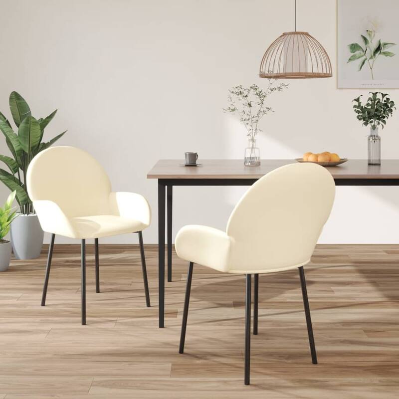 vidaXL Dining Chairs 2 Pcs Modern Accent Chair for Living Room Faux Leather - 22.8" x 22.4" x 30.9" - Cream