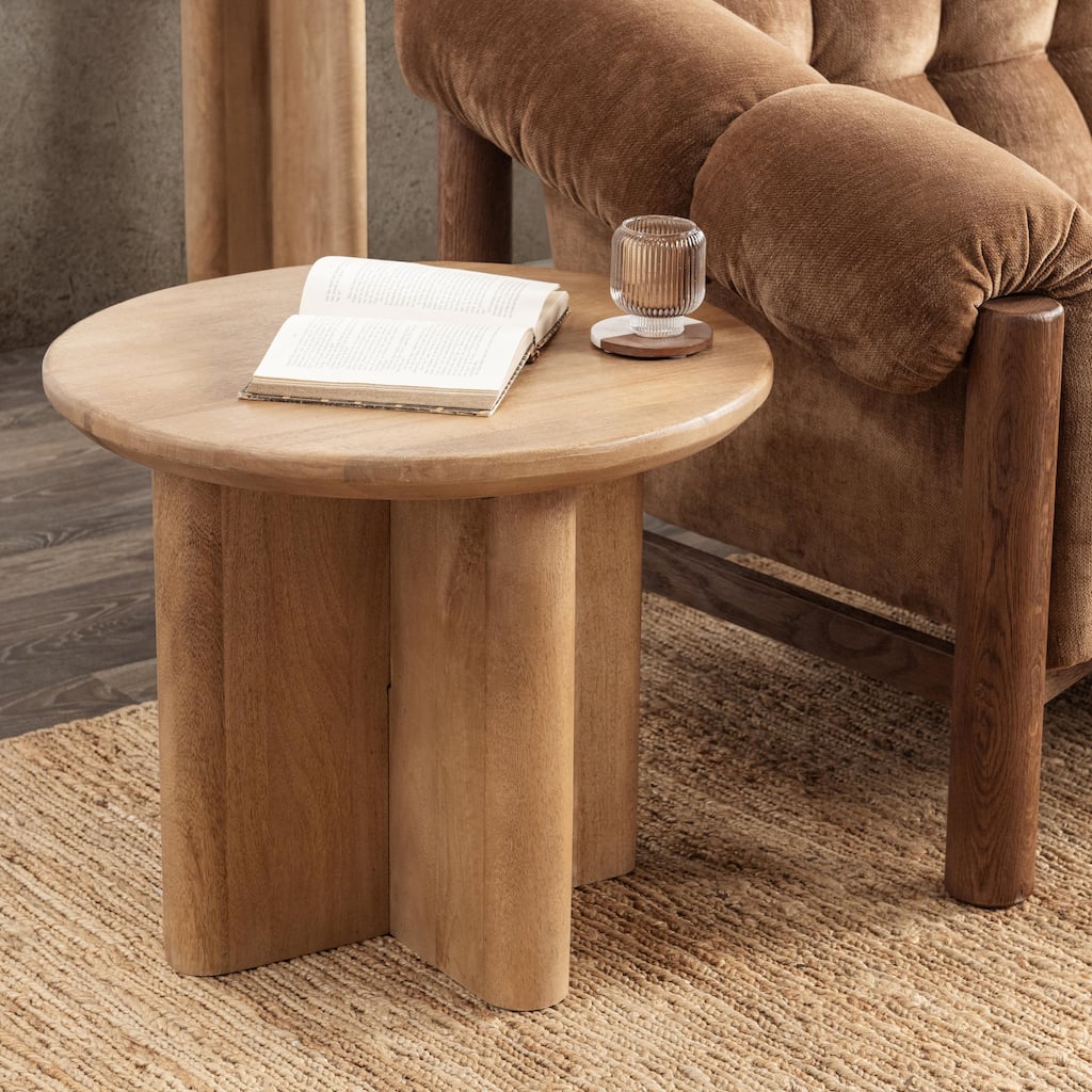 Classic Home Montengo Solid Mango Wood Round End Table