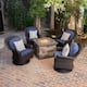 Option Dark Brown Wicker + Blue Cushions