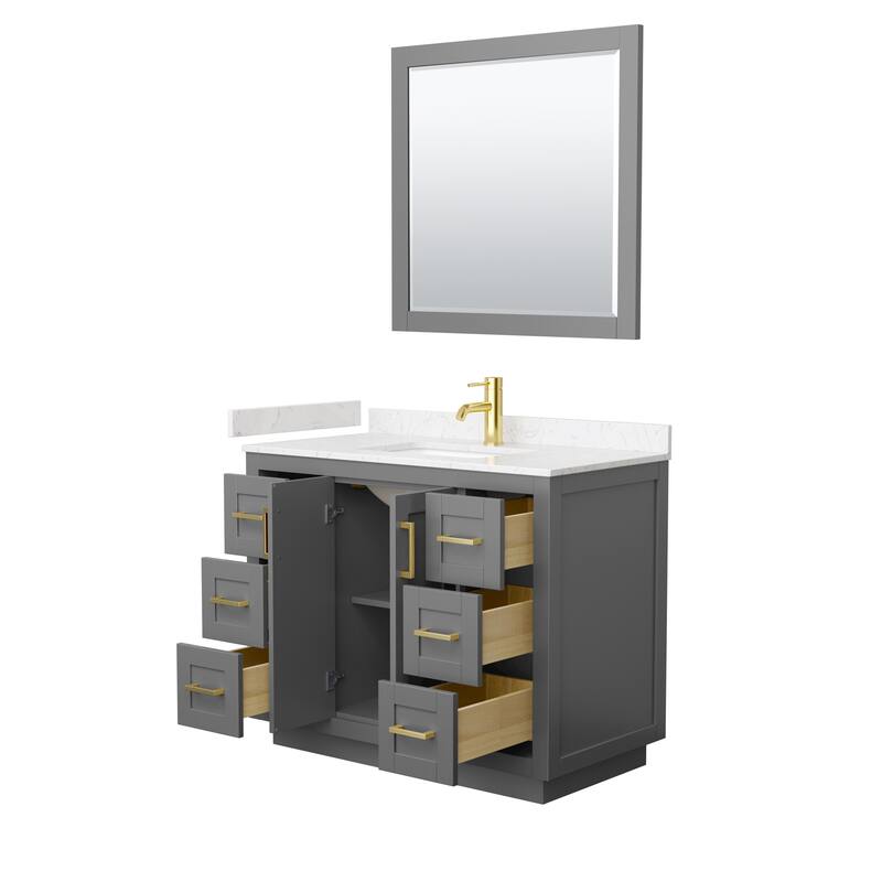 Miranda Single Vanity Set, Cultured Marble Top, 34-Inch Mirror