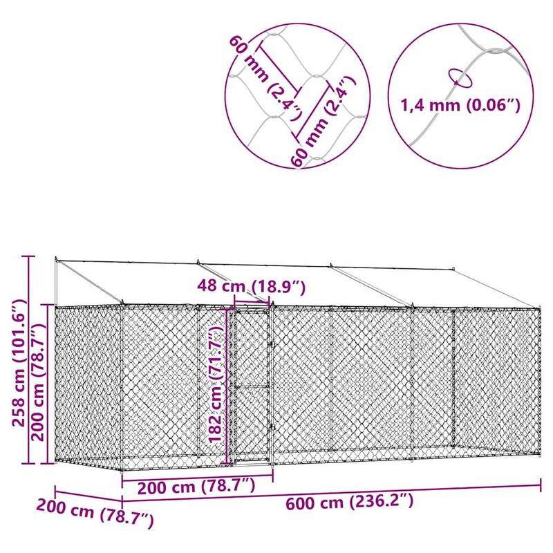 Dog Cage Silver 400/600/800 x 200 x 256 cm Galvanised Steel