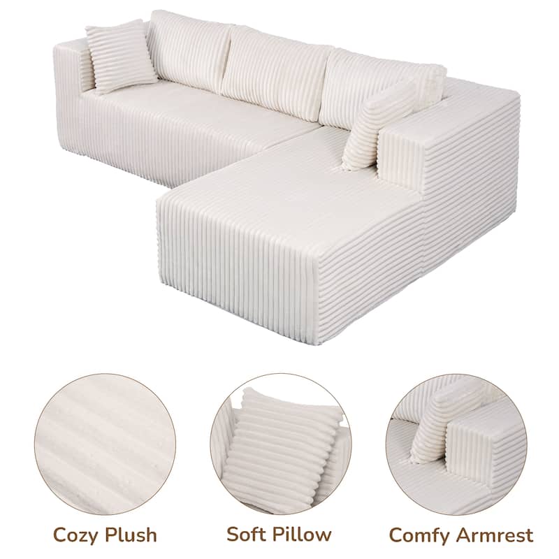 L Shaped Boneless Sectional Couches, Modern Modular Sectional Sofa with Chaise, Comfy Memory Foam Cloud Couch for Living Room