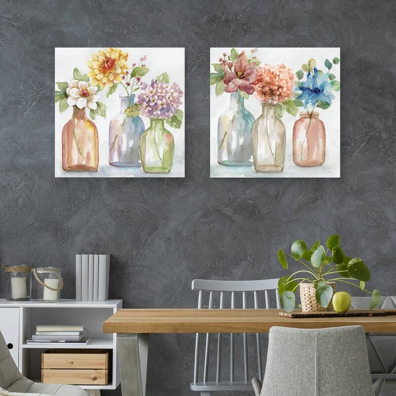 Pastel Country Flowers, Pastel Farm Flowers by Nan Canvas Art Prints