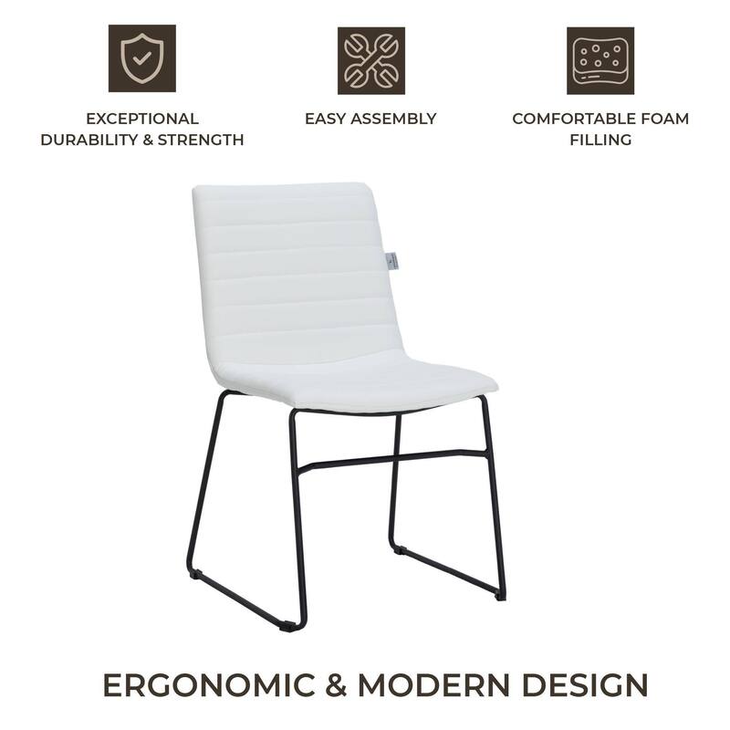 Zylar Modern Leather Guest Chair with Lumbar Support, Stainless Steel Base, High-Density Foam, Floor Protectors, 300 lb Capacity