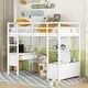 preview thumbnail 1 of 7, Simplicity Loft Bed with All-in-one Storage Shelf Frame and Drawers Underneath, Loft Wood Bed with Desk Built-in Drawers White - Twin