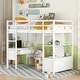 preview thumbnail 2 of 10, White Twin Size Pine Wood Loft Bed with Built-in Desk with Two Drawers, and Storage Shelves and Drawers