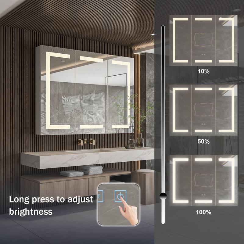 Wall LED Bathroom Cabinet with Lighting and Defogger Medicine Cabinet